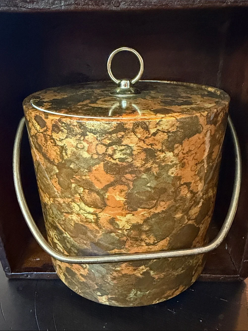 Vintage Mid Century Modern Wine cooler/Ice Bucket Orange and Brown